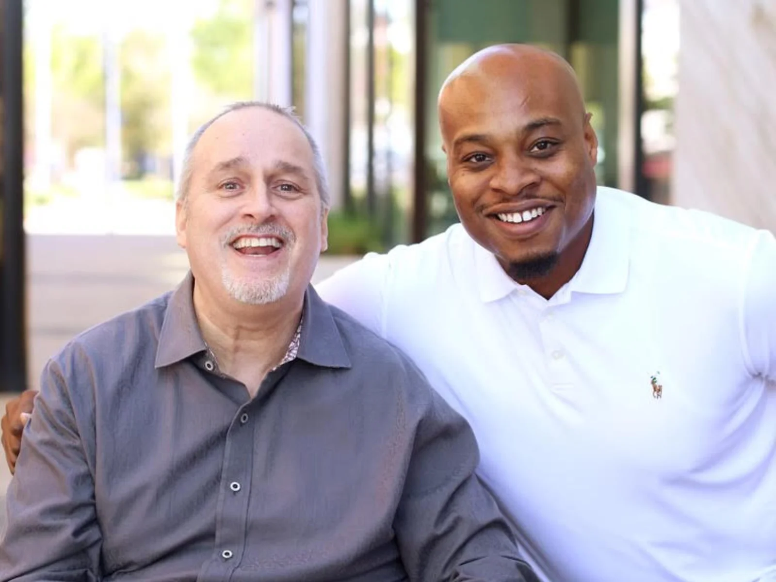 Dexter Dike with a Giving Care Houston client outdoors